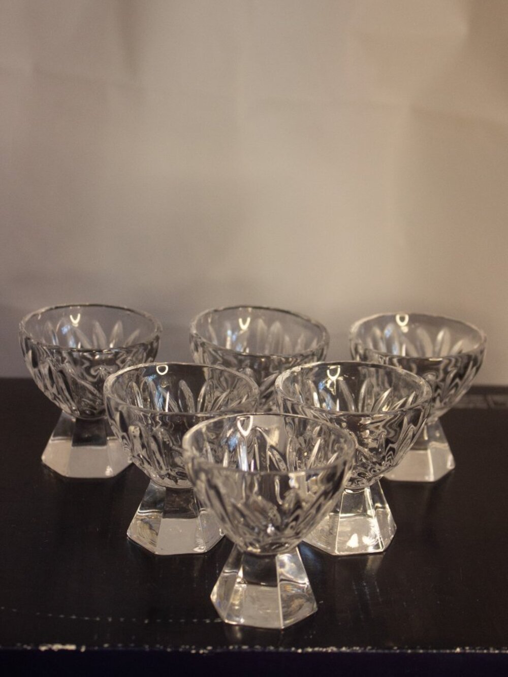 Vintage Crystal Pedestal Salt Cellars – Set of 6